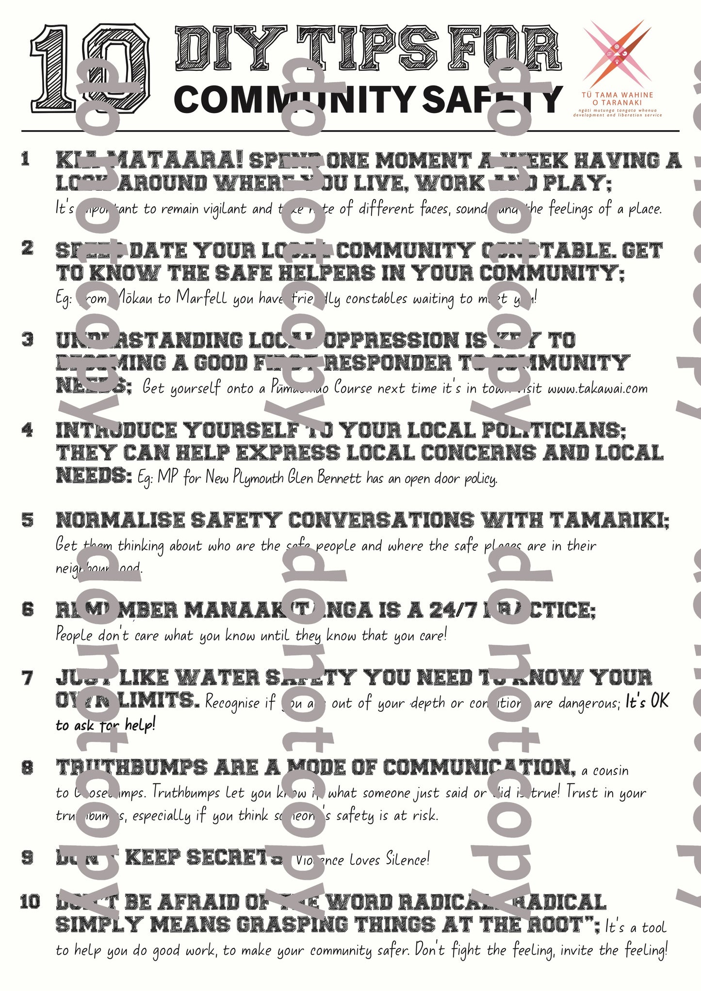 Rauemi-Poster- 10 DIY tips for Community Safety